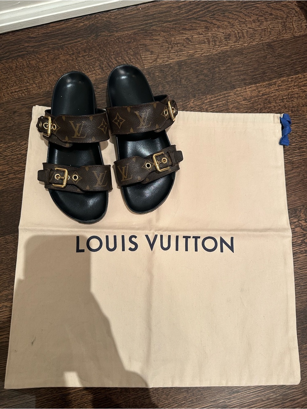 Louis Vuitton Women’s Monogram Buckle Slide Sandals - Brown